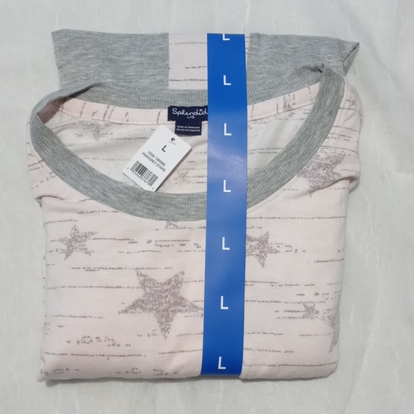 Splendid 2 Piece Pink & Gray Stars Pajama Set - Picture 6 of 7